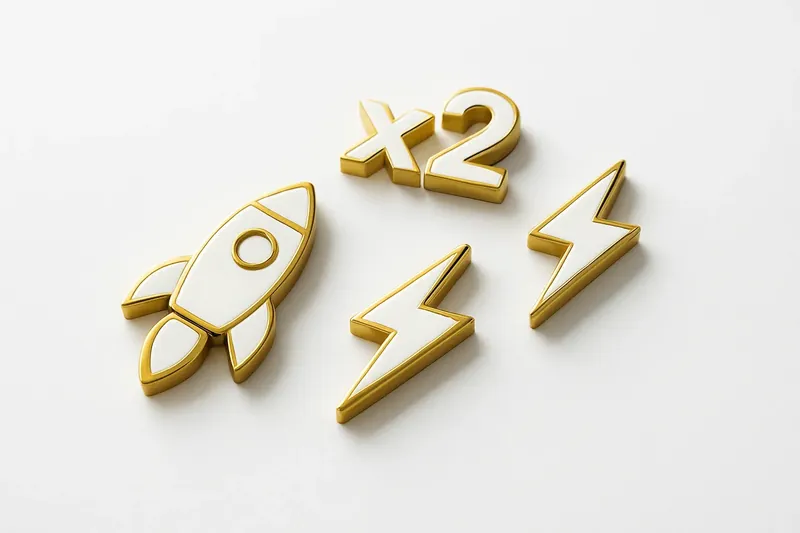Gold and white instant game icons on clean white surface